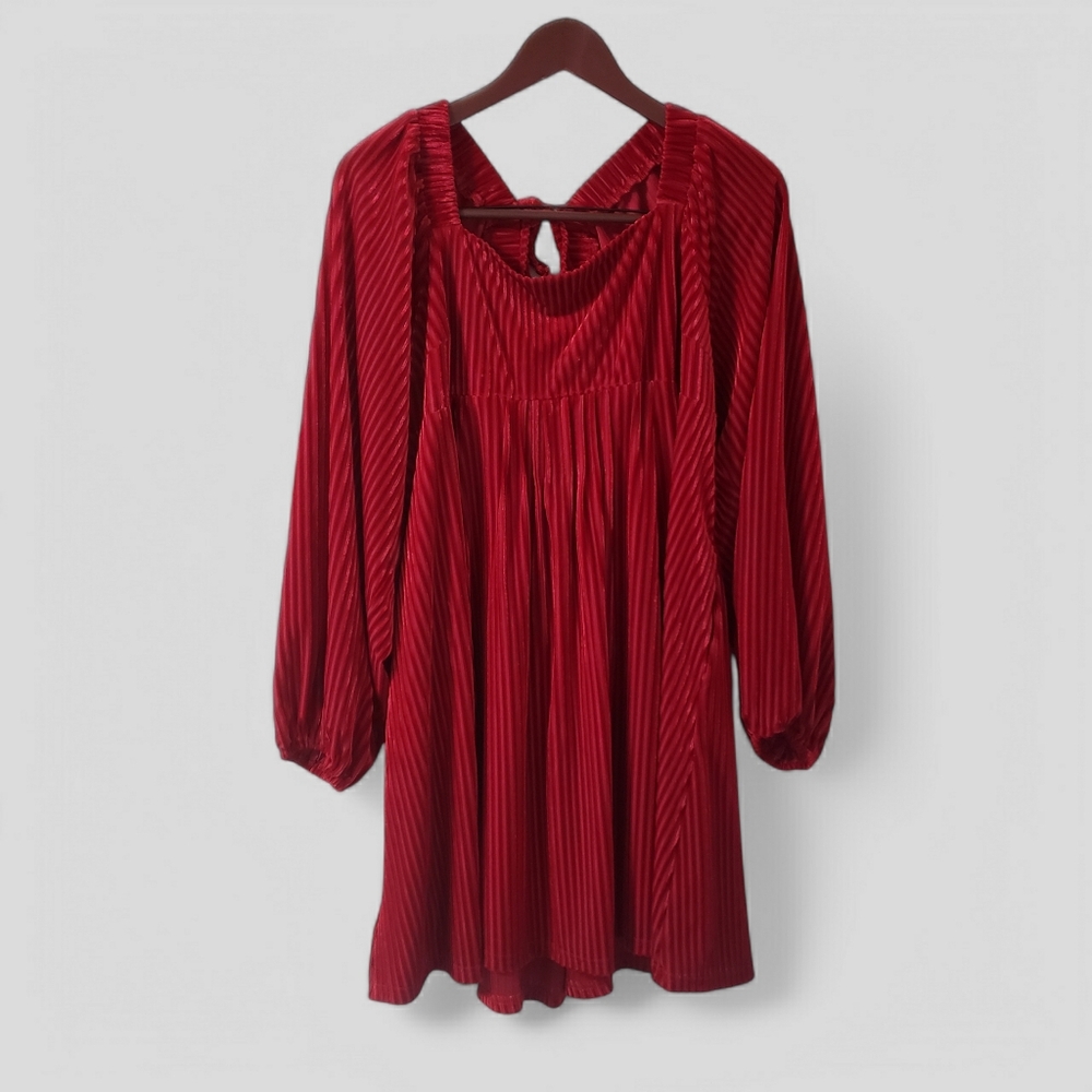Red Velvet Burnout‎ Stripped Dress XXL Whimsigoth Vampire Dark Romance Emo